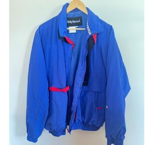 Vintage Helly Hansen Blue Windbreaker Jacket Mens Large Retro Nylon Full Zip